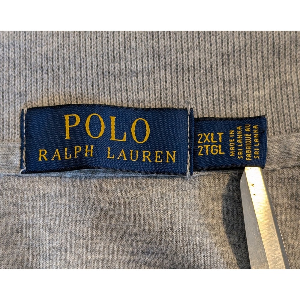 Polo Ralph Lauren Mens 2XLT Heather Grey 1/4 Zip Cotton Pullover Sweater NICE! - Picture 4 of 6